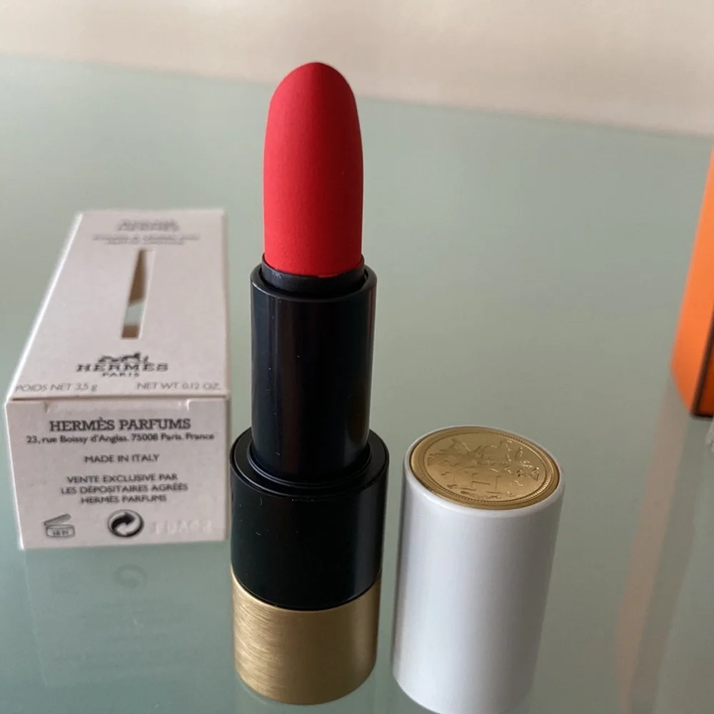 NIB Auth HERMÈS Rouge Hermès, Matte lipstick ROUGE ORANGE 53 Made in ITALY - Picture 5 of 12